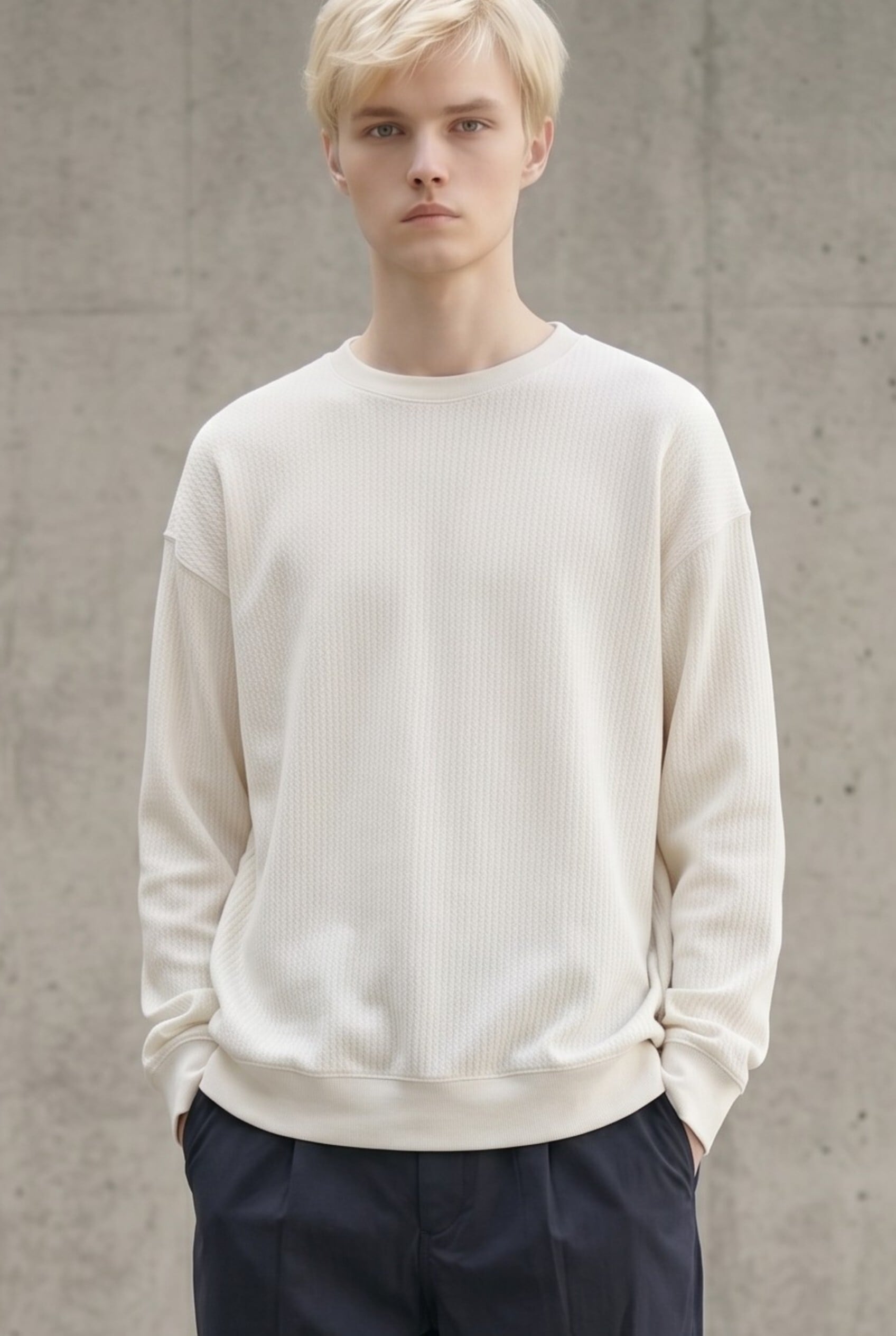 Steven Alan(スティーブンアラン)BOLD FIT コットンワッフルニット カットソー(アイボリー/L)