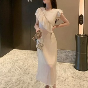 【送料無料】 ロングドレス 衣装 シアー ミモレ フリル Aライン フレア プルオーバー 半袖 フレアスリーブ Uネック タッグ プリーツ 薄手生地 エレガント 可愛い 大人可愛い きれいめ シンプル カジュアル シック コンサバ 華やか 大人 上品 おしゃれ お洒落 レトロ 主役級 こなれ感 高見え 高級感 フェミニン 無地 夏 30代 40代 レディース 女性用 お呼ばれ 結婚式 二次会 パーティ 演奏会 ファッション 美脚 脚長 定番 着痩せ 垢抜け 存在感 アイボリー 春カラー ニュアンスカラー