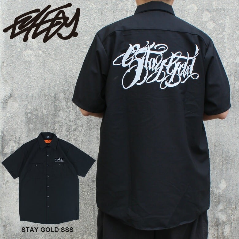eye-sh2504】EYEDY アイディー ワークシャツ メンズ 半袖 L BLACK