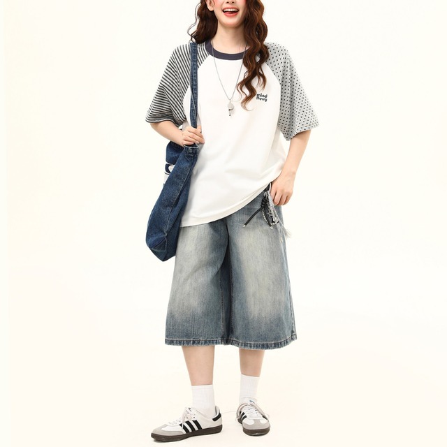 asymmetric pattern short-sleeve tee　アシンメトリーパターン半袖ティー　J1987