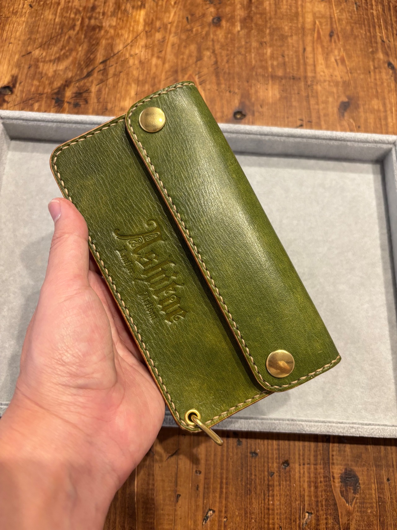 トラッカーウォレット TW01-GR 緑 グリーン 長財布 本革 | ashitae