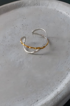 バイカラークロス シルバーリング Silver925