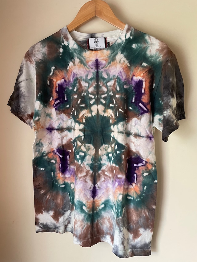 tiedye T-shirt M（green,brown,orange,purple mix）