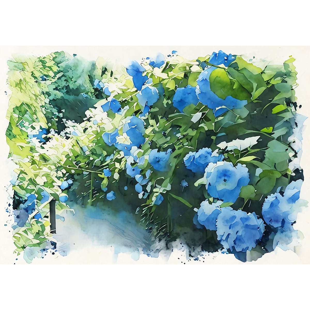 絵画(風景画) 日本 神奈川県明月院のあじさい インテリアアート額付き