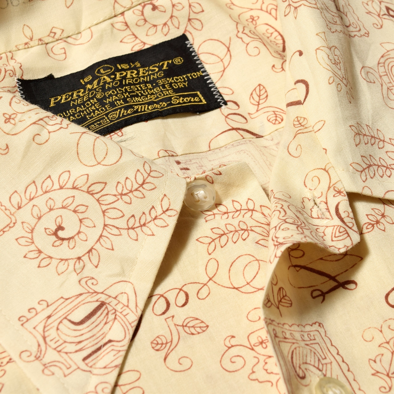 70s SEARS(シアーズ)総柄 オープンカラー 半袖シャツ ミントコンディション