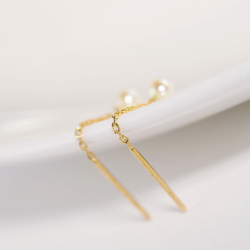 メタルバー 球状スタッド バーデザインピアス U0363