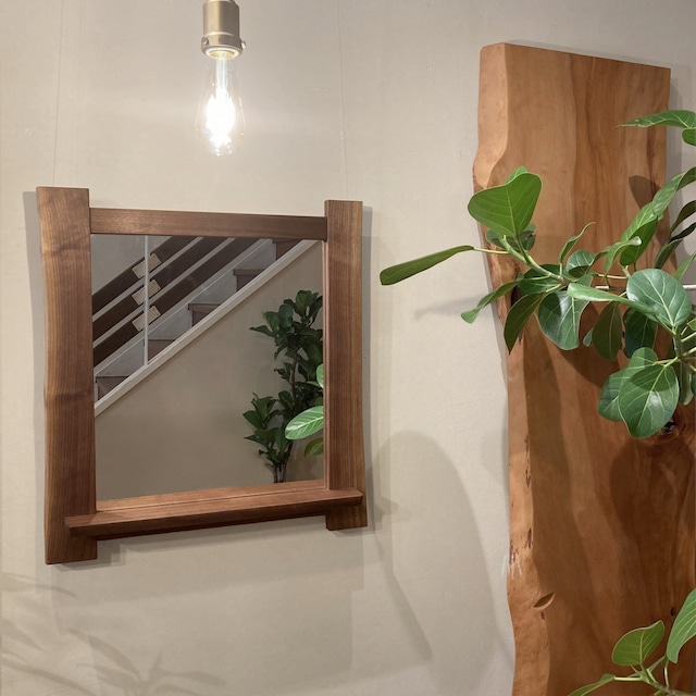 飾り棚付鏡（幅広小）　Mirror with shelf - Wide