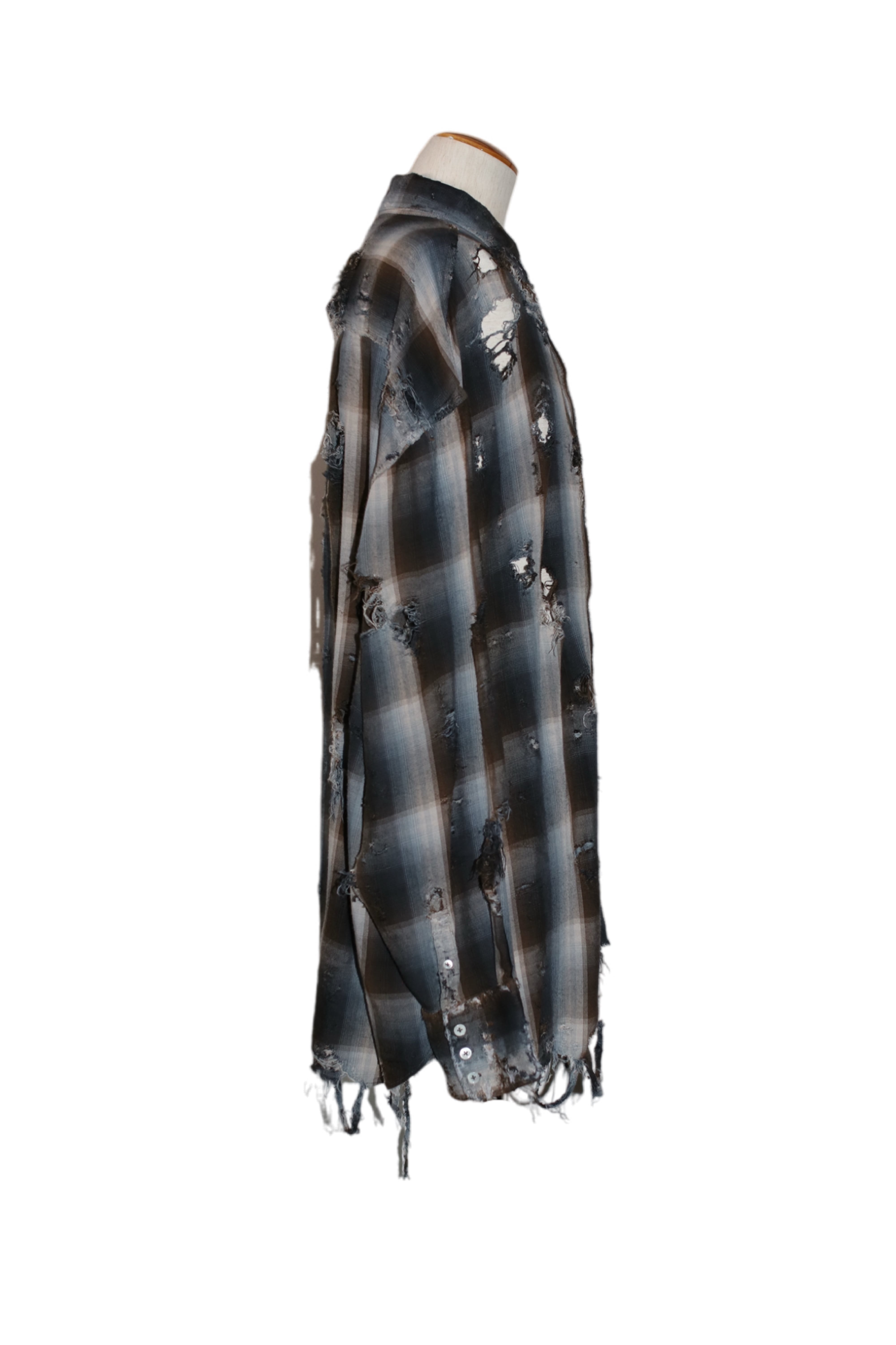 トップス Les Six 25SS MEGA FLANNEL 25SS】LES SIX destroyed mega flannel shirt(BROWN) fjorton-8-sh-mf