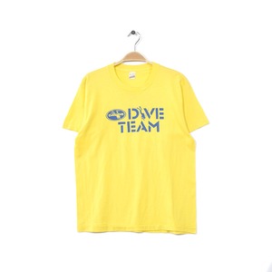 80S USA製 スクリーンスターズ DIVE DACOR プリント 半袖 Tシャツ メンズL シングルステッチ ヴィンテージ 古着 黄色 @BB0609