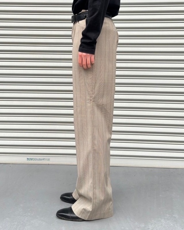wide straight check trousers