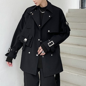 【Men】BLACK WINDPROOF DESIGN JACKET COAT 1color Z-014