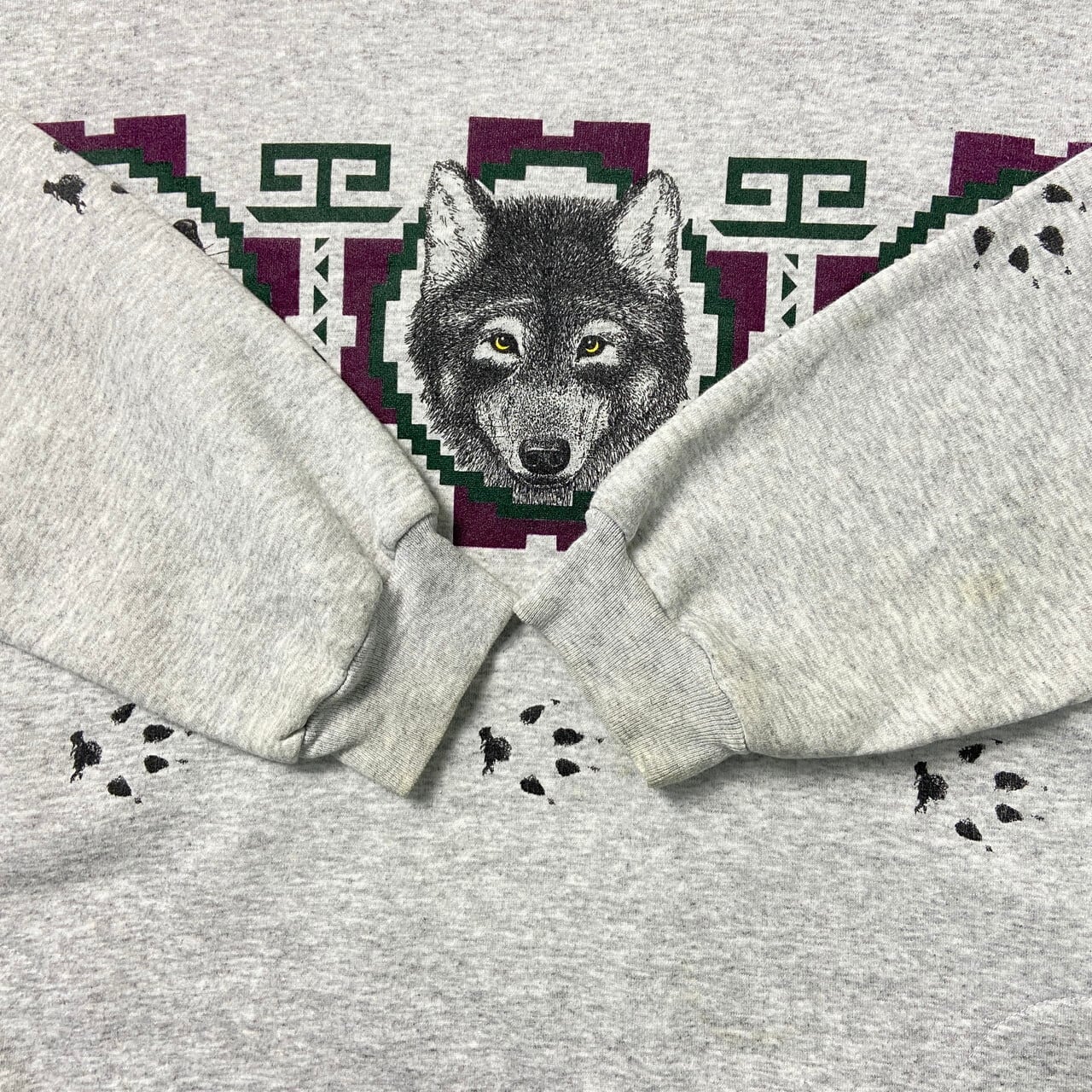 M*r様 90s オオカミ ビンテージ スウェット Art Unlimited 90年代 USA製 ART UNLIMITED SPORTSWEAR プリントスウェットシャツ