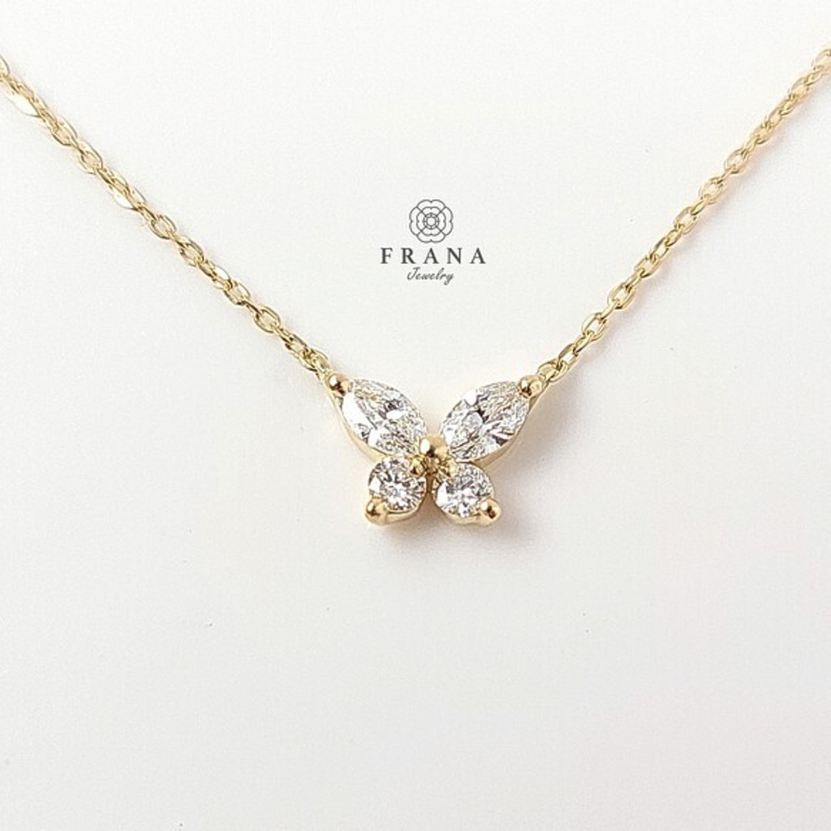 ダイヤモンドの小さな蝶のネックレス【K10/18】 | FRANA （フラナ 