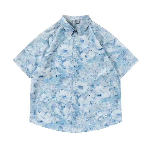 【UNISEX】FLORAL ART PRINT SHORT SLEEVE HAWAIIAN SHIRT M-17810