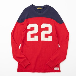 【未使用】 Ralph Lauren RUGBY long sleeve football tee／ラルフローレン ラグビー フットボールTシャツ ラガーシャツ 長袖 ネイビー/レッド サイズL