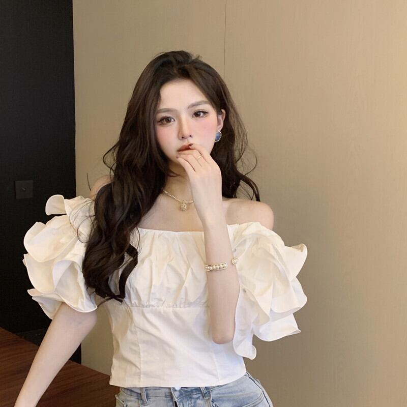 スリーブシャツ サマーショートホワイト半袖トップス ハーフスリーブ 大人ガーリー スウィート キュート カジュアル 夏物 ブラックストロベリース66225451910