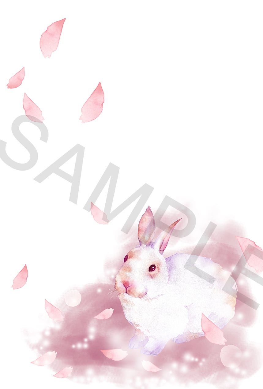 花畑のウサギの水彩画 | イラスト素材屋