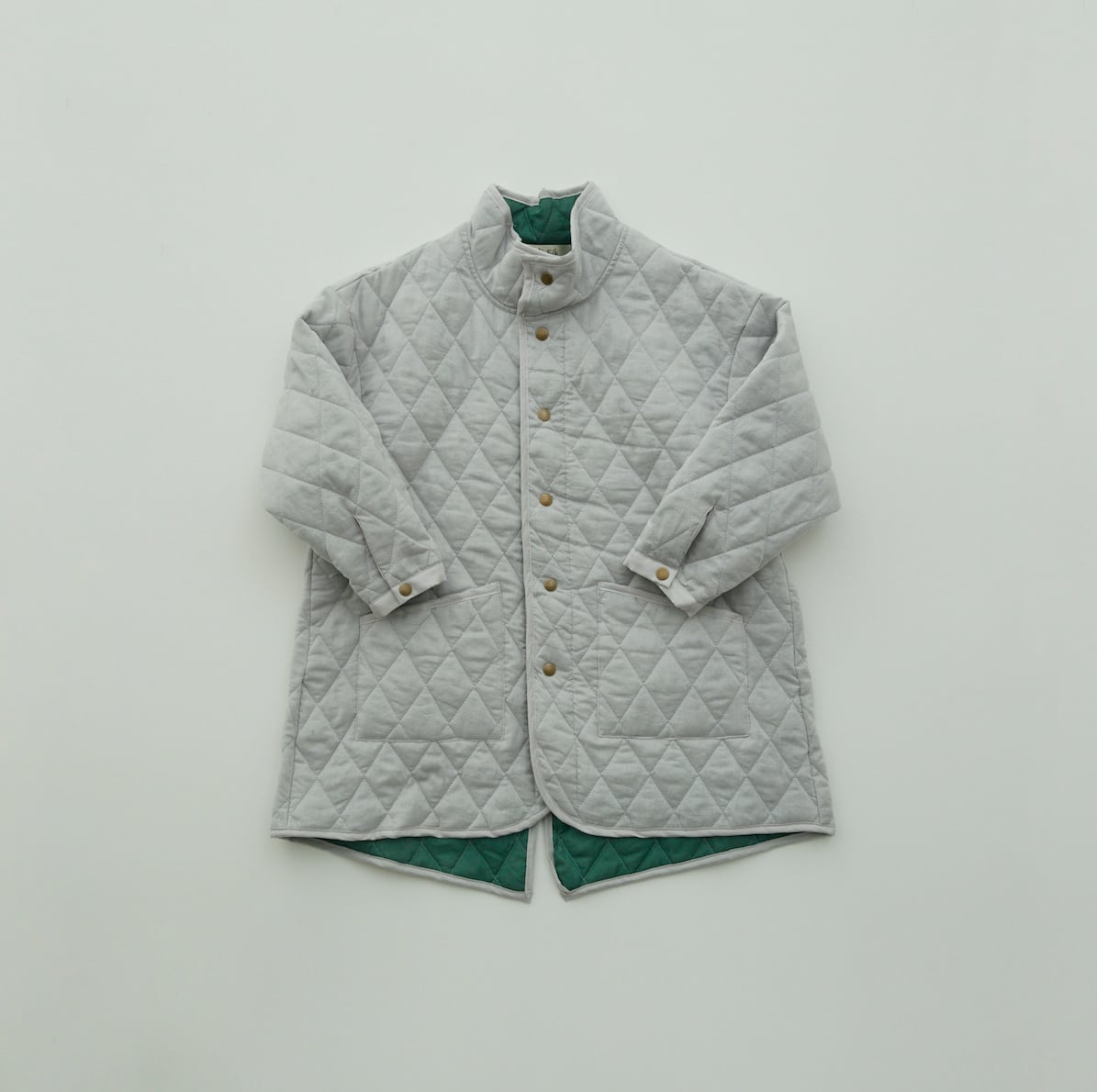 〈 eLfin Folk 〉Cotton lawn Quilt Coat / elf-232F23 / アウター / light gray / 110?125