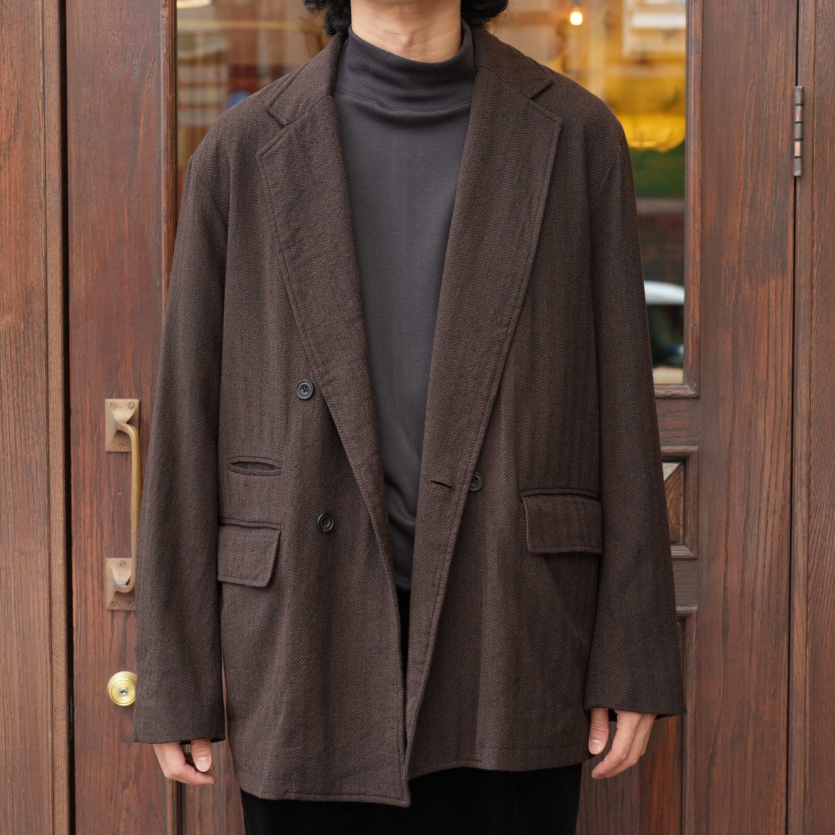 ULTERIOR(アルテリア) 26AW "WASHED W/S HERRINGBONE DB JKT" -D.BROWN-