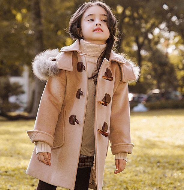 定番 ダッフルコート 2カラー 子供服 ファー フード付き アウター 可愛い 定番デザイン O004 A Dear Child