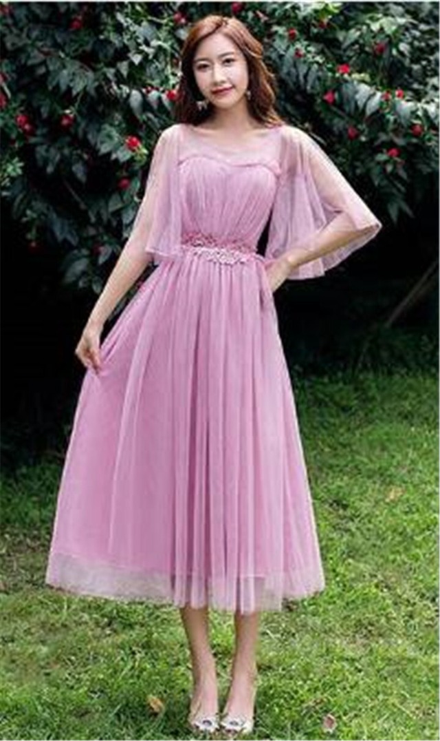 送料無料 未使用 発表会 パ－ティ－ フォ－マル チュール フリル ロング ドレス 7号 S [OPN2196]