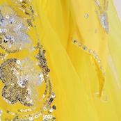 社交ダンス 衣装 スタンダードドレス ドレス スタンダード ワンピース 黄色 フロート レース フリル スパンコール シルバー イエロー系 デモ 競技 ダンス パーティ 鮮やか エレガント おしゃれ パフォーマンス 大人用 競技用 フロア レディース イベント ダンス衣装 競技会