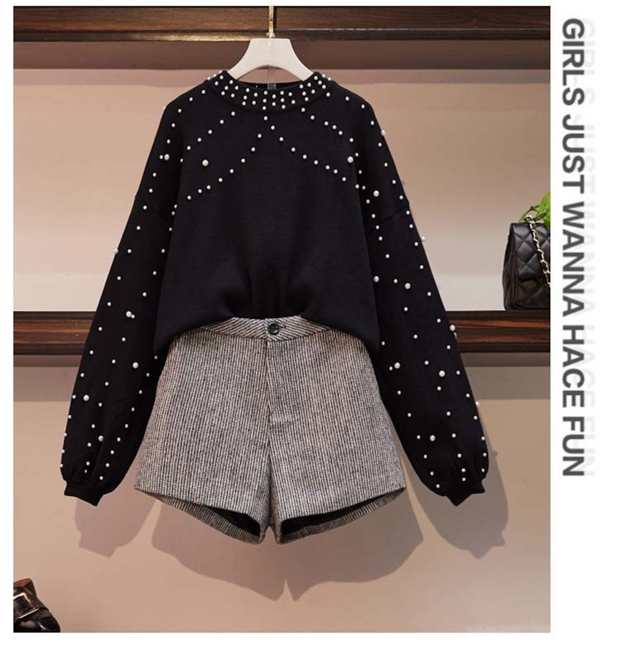 【新入荷】ニットセーター＆ショートパンツセット　セットアップ　長袖　韓国風
