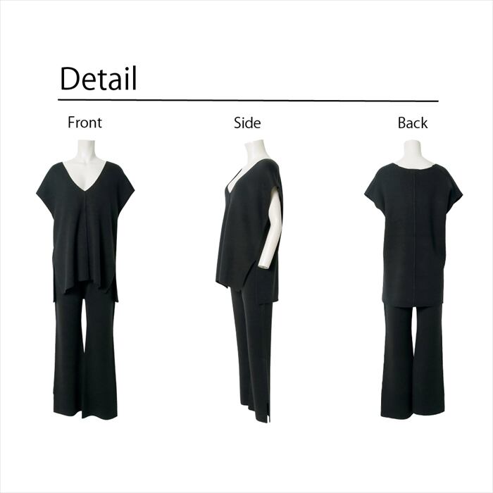 lohen ミラノリブセットアップ　tops &amp;pants 限定ミラノリブワイドパンツ（2211621）｜LOHEN(ローヘン）｜WOMEN'S