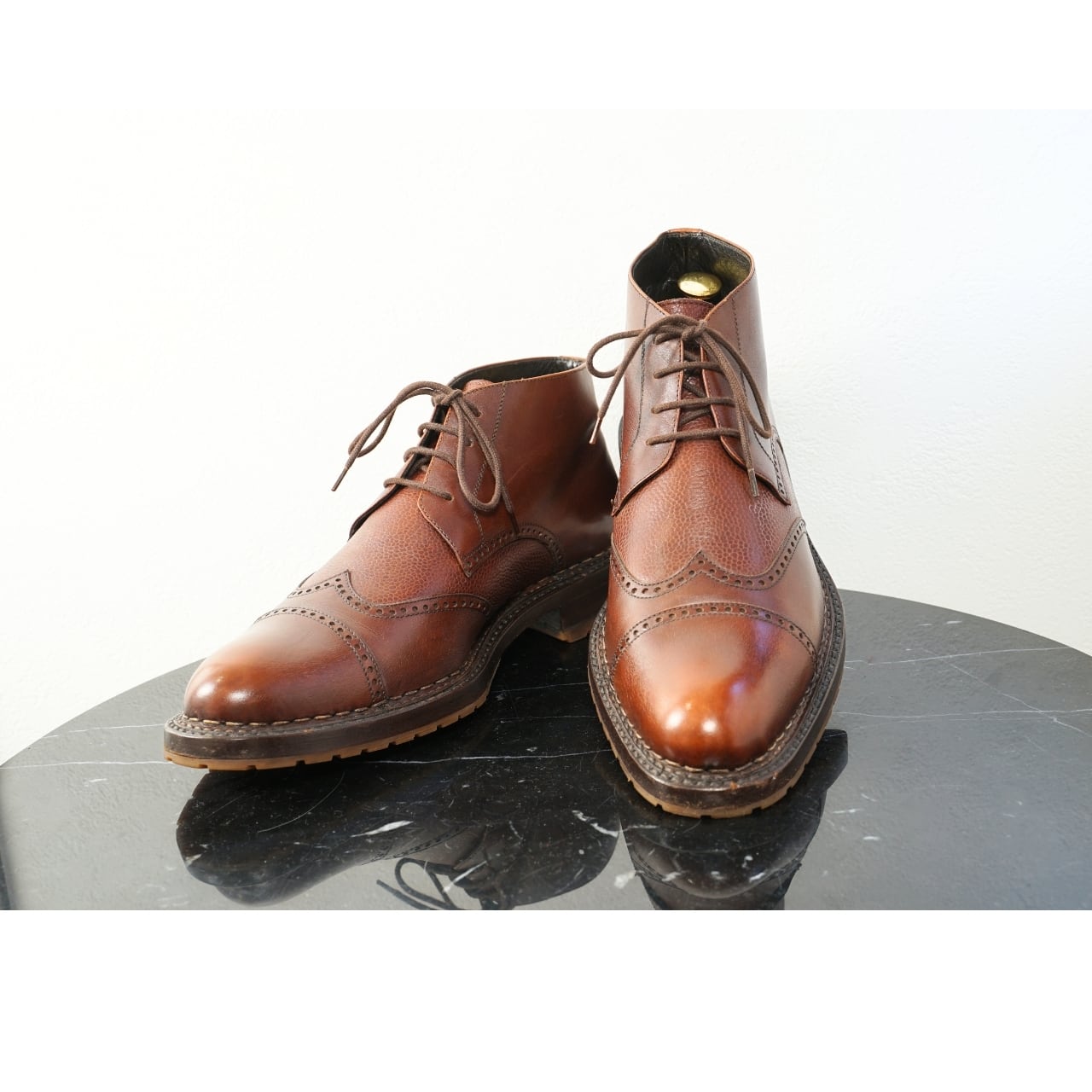 デッドストック Bruno Magli ブルーノマリ レザーウィングチップチャッカブーツ サイズ6(約26〜26.5cm相当)|SS87