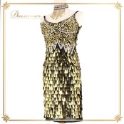 社交ダンス 衣装 ラテン ドレス ワンピース ステージ衣装 パーティドレス レディース金 黒 スパンコール ゴールド系 ブラック系 チョーカー 華やか デザイン 豪華 きらびやか 印象 おしゃれ ショートドレス フォーマル 謝恩会 お誕生日会 クリスマス パーティー 衣装 ブラック ゴールド レース 伸縮性 体型カバー 夏服 プロムドレス セクシー レディースファッション 反射光 ドレッシー 派手 目を引く