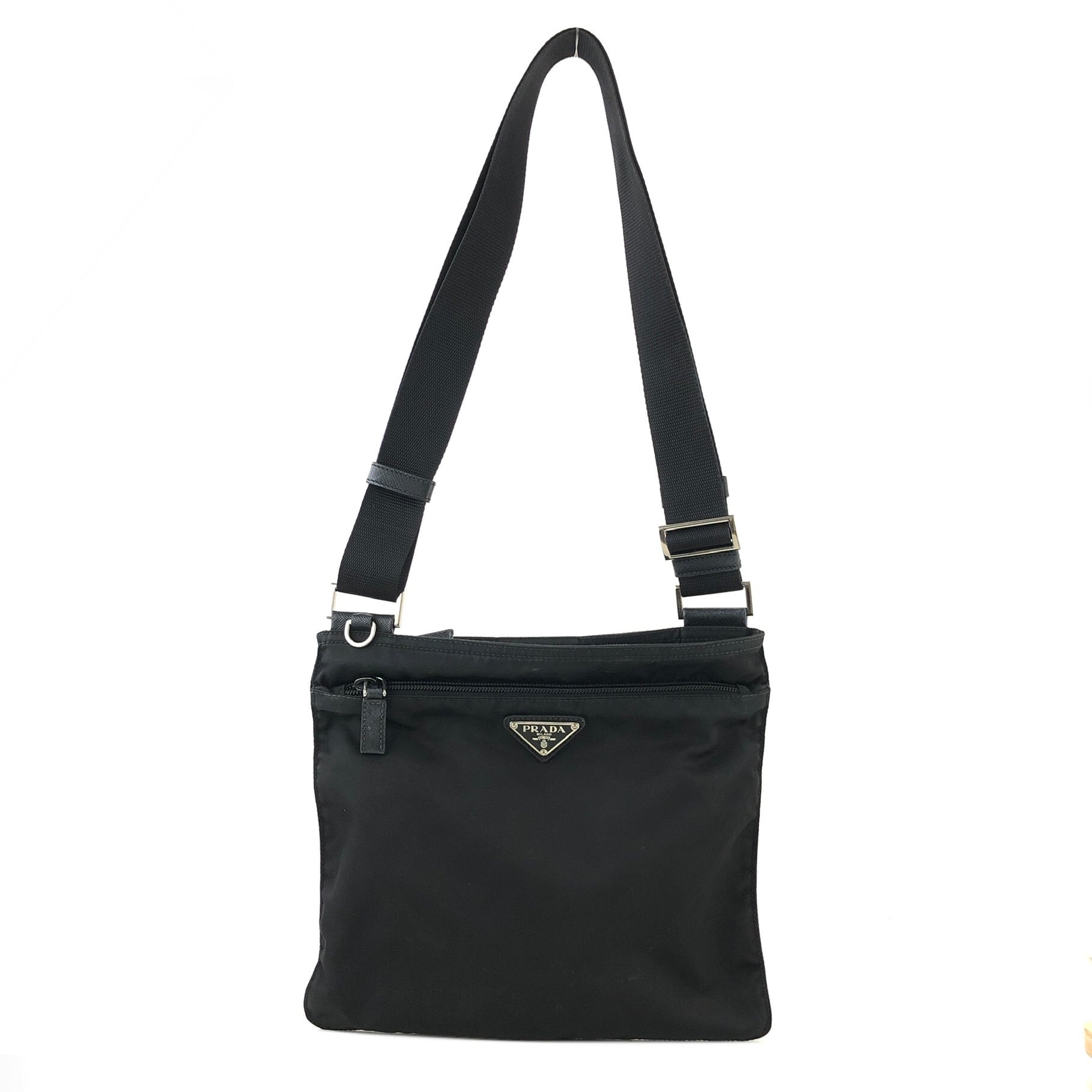 PRADA プラダ トライアングルロゴ ナイロン サフィアーノレザー