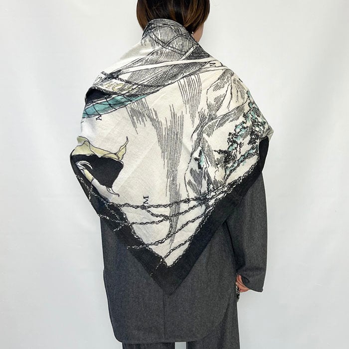 manipuri マニプリ ウールシルクストールヘリンボーン織120