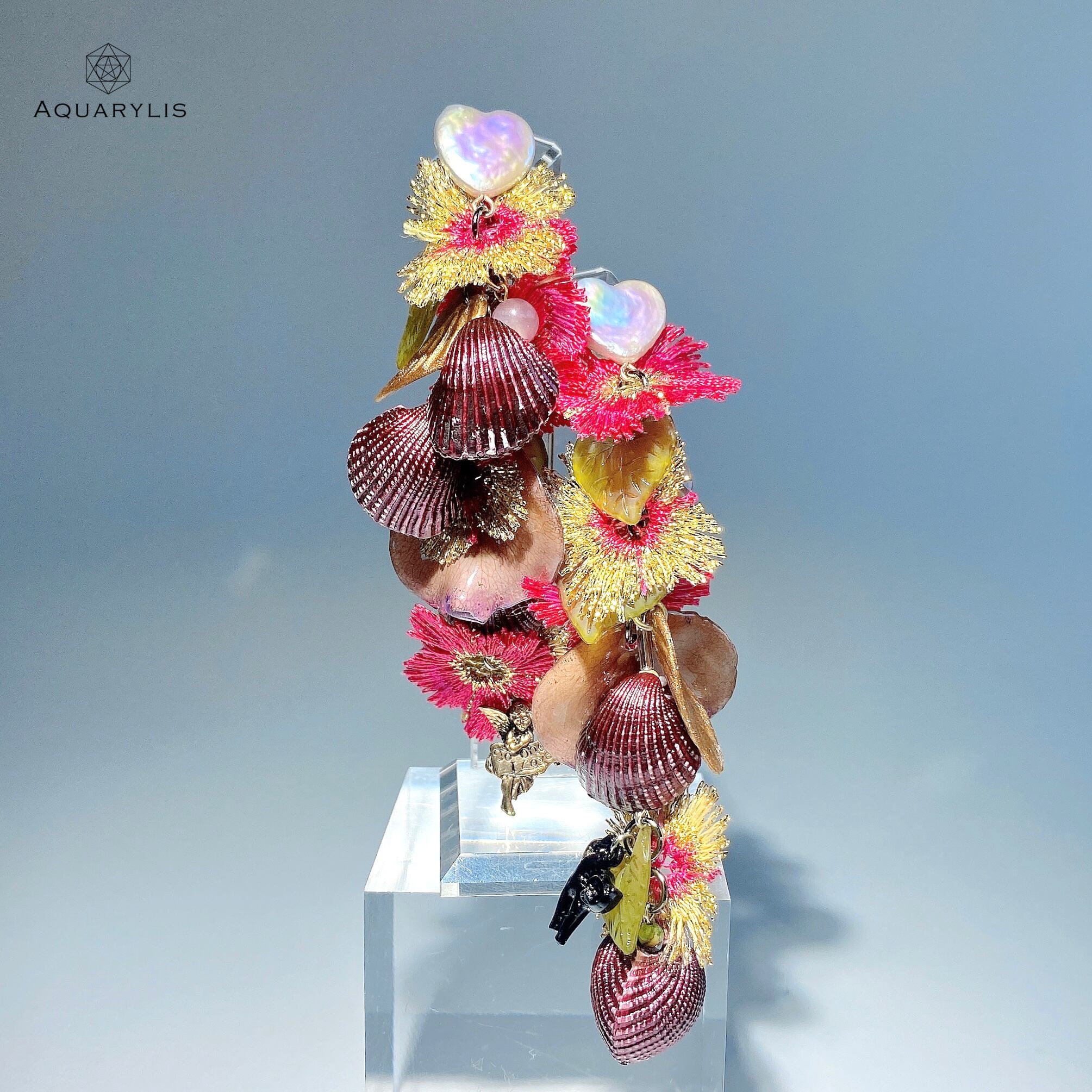 ピアス ハート ローズクォーツ 天然石 パワーストーン 001