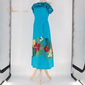 フラダンス衣装 ワンピース ドレス ブルー系 ハイビスカス柄 ハワイアンプリント アロハ レッスン 練習 フラ ダンス 華やか 鮮やか フリル 光沢 かわいい おしゃれ グリーン系 レッド系 イエロー系 ホワイト系 水色 緑 黄緑 赤 黄 白 フラドレス カラフル トロピカル リゾート ビーチ 夏エレガント かわいいデザイン 軽やか フレンチ