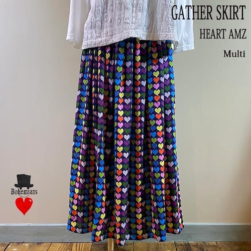 HEART AMZ GATHER SKIRT MULTI ハート ギャザースカート マルチ BOHEMIANS ボヘミアンズ