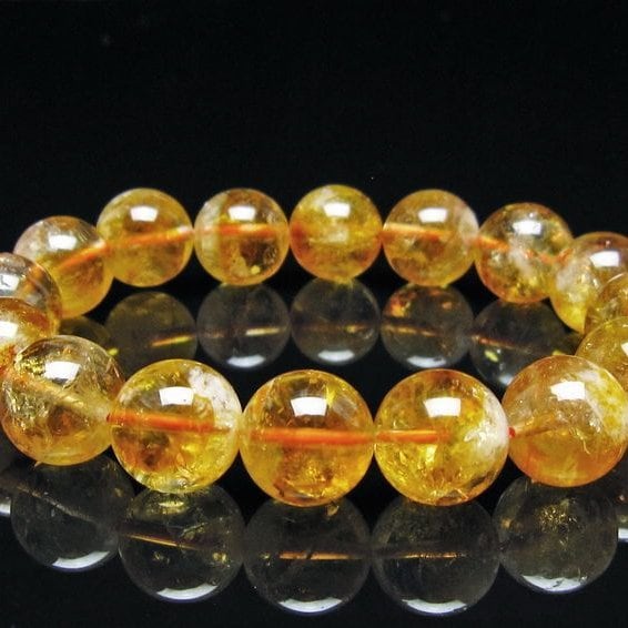 シトリン ブレスレット 虹入り 13mm シトリンクォーツ ブレス メール便可 一点物 111-50443