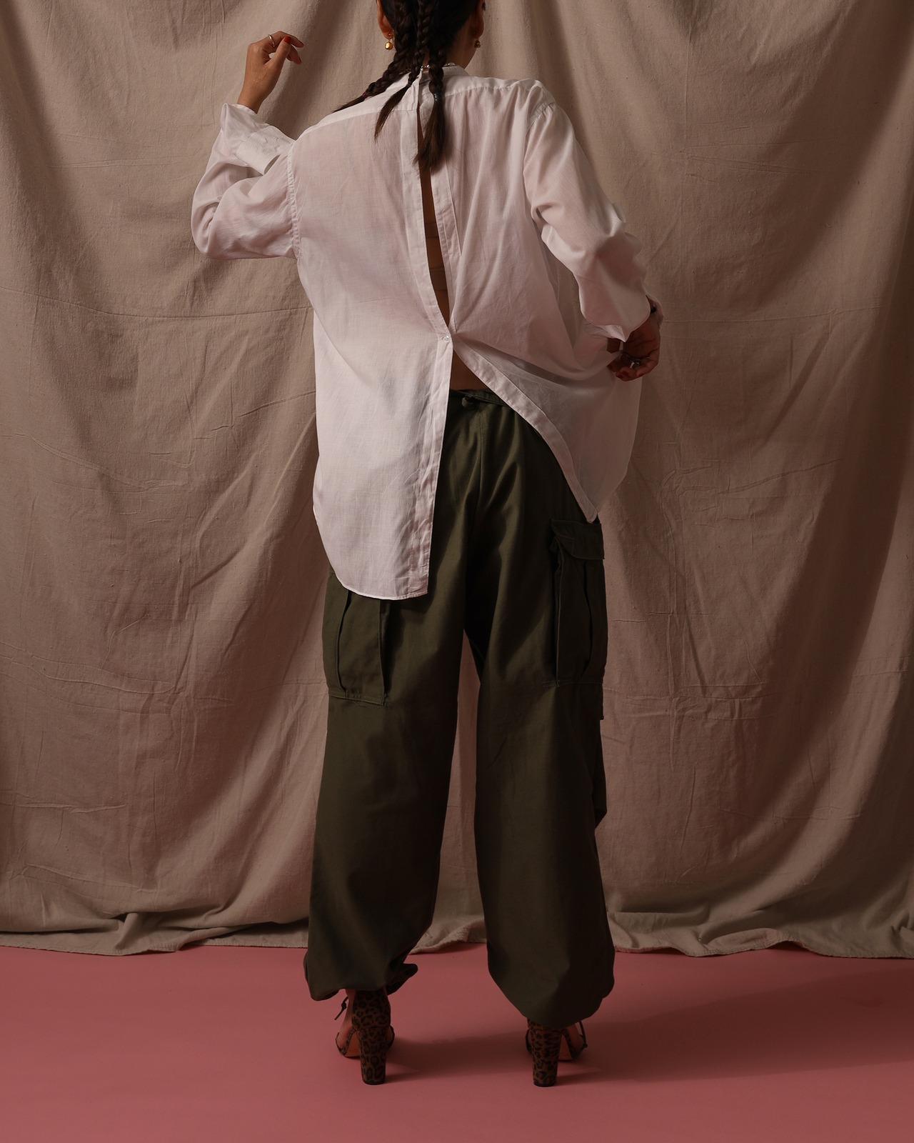 1940's Arrow / Open Back Shirt / Size M - White