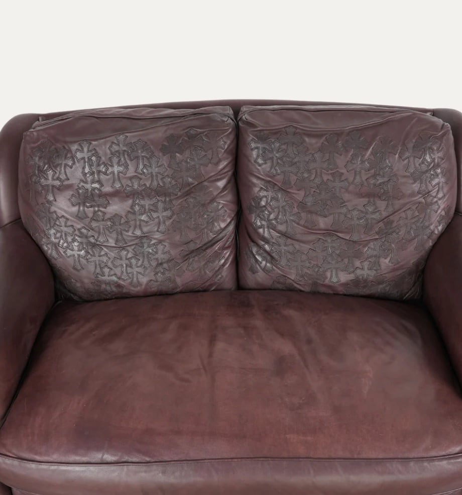 CHROME HEARTS クロムハーツ Leather & Ebony Wood Cross Patch Sofa