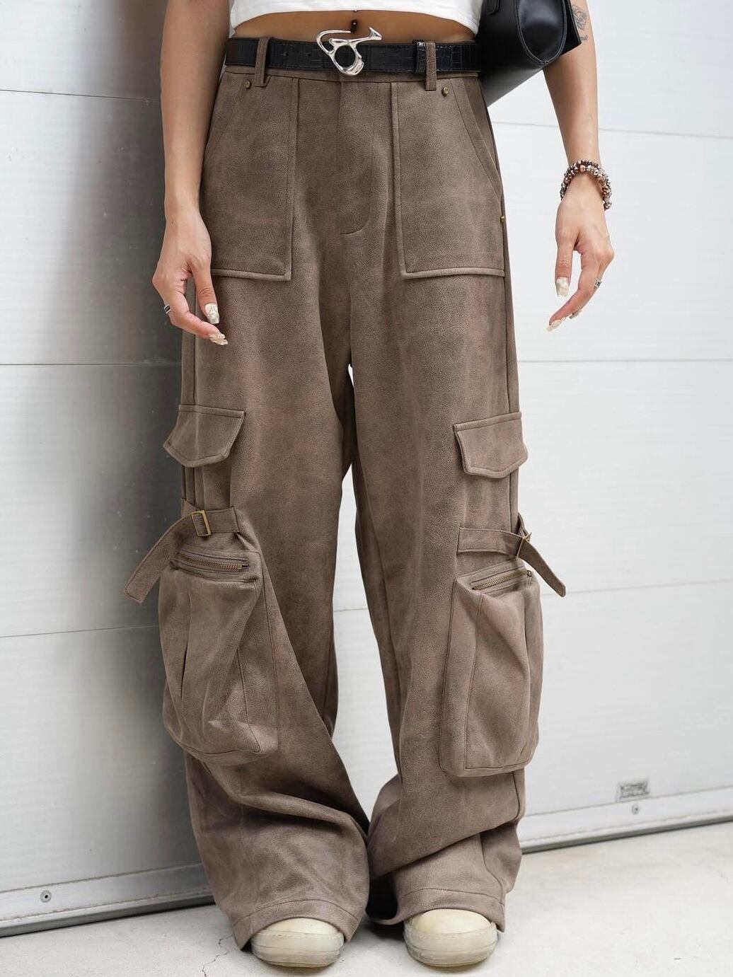 【PLANET STUDIO】fake vintage leather pants