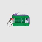 vibram coin pouch keychain (green×clear) with green glowing zip