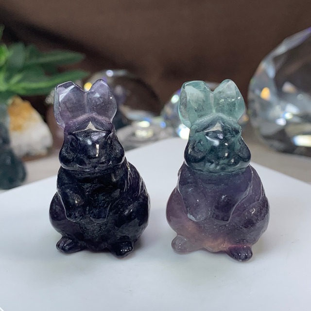 在庫SALE☆フローライトうさぎさん・ペアセット