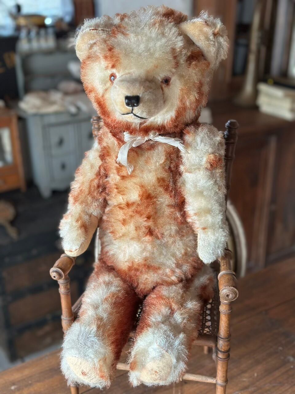 マーブル模様のベア ブラウン×生成 | Brocante de La Cocotte