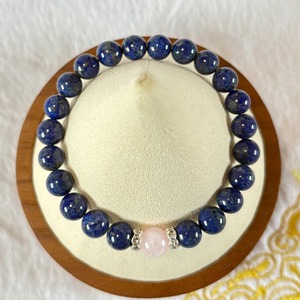 アフガニスタン産ラピスラズリ × ブラジル産モルガナイト✨幸運と愛を呼ぶ天然石ブレスレット／内周15㎝・天然 本物 無着色 無加工 無処理