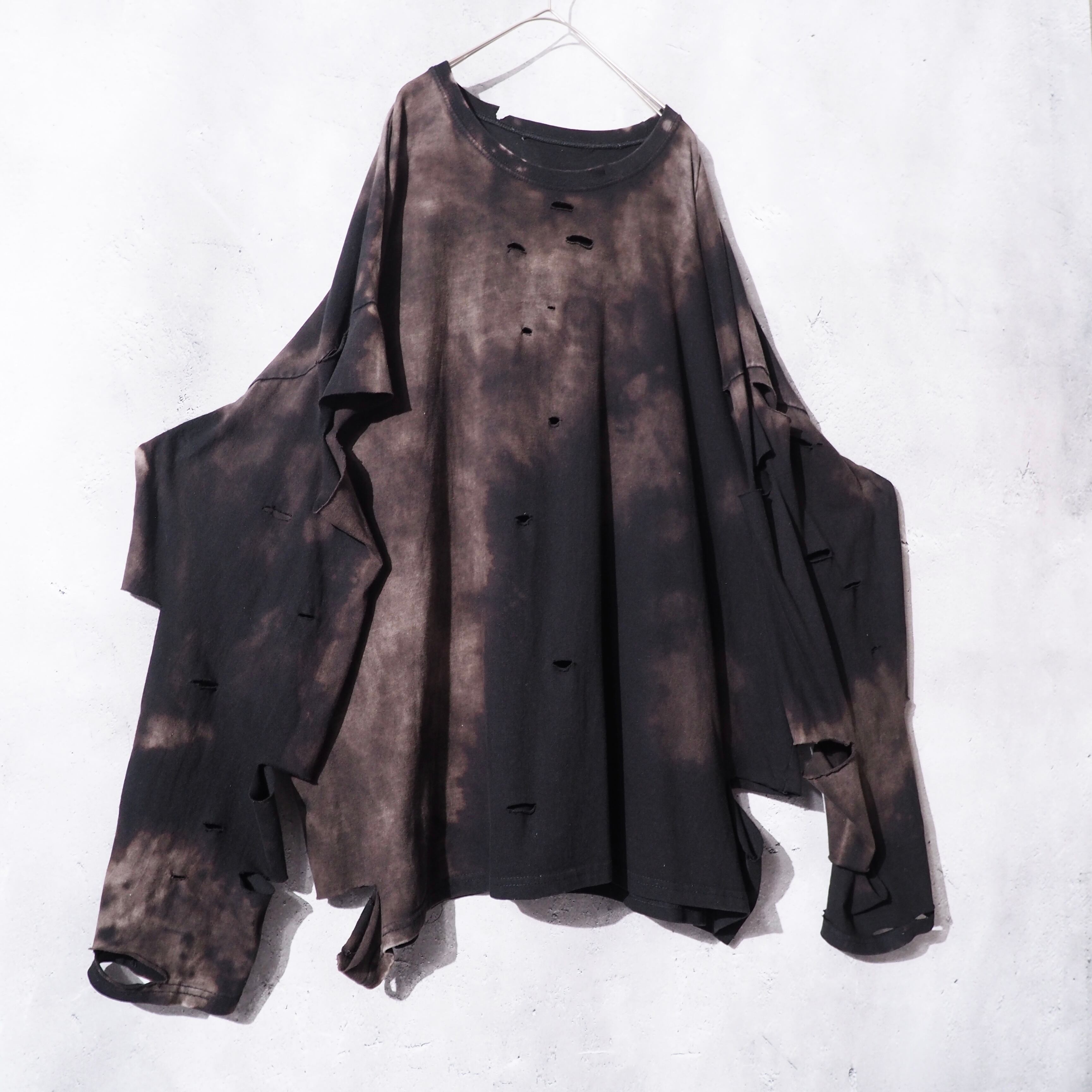 ” 循環 ” Over dyed × Damage Boro Circulation Long sleeve Re:make Tee