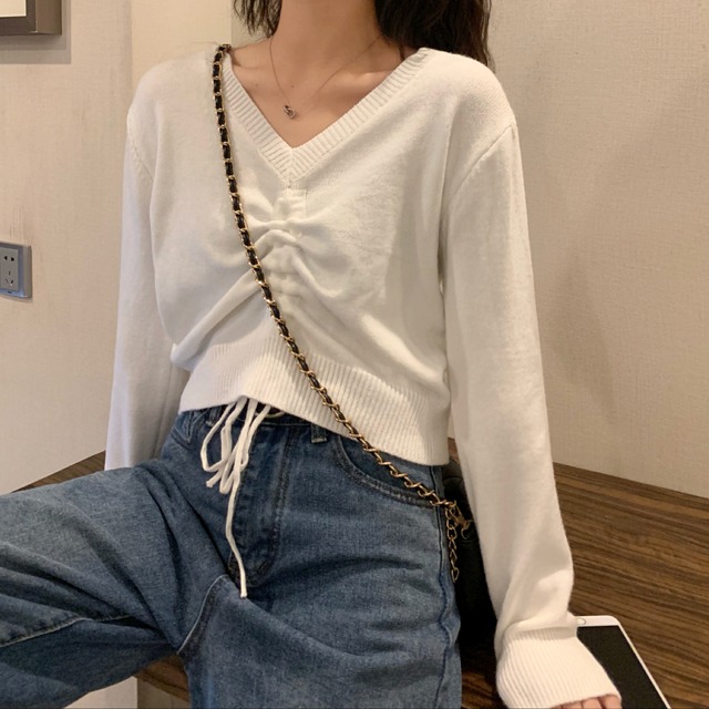 Vネック ニット セーター 春 秋 コーデ へそ出し 可愛い ショート丈 お出かけ 韓国ファッション 女子会 デートホワイト ブラック グリーン 3色展開 Smarly 0267 Smarly Vネック ニット セーター 春 秋 コーデ へそ出し 可愛い ショート丈 お出かけ 韓国ファッション 女子会 デートホワイト ブラック グリーン 3色展開 Smarly 0267 Smarly