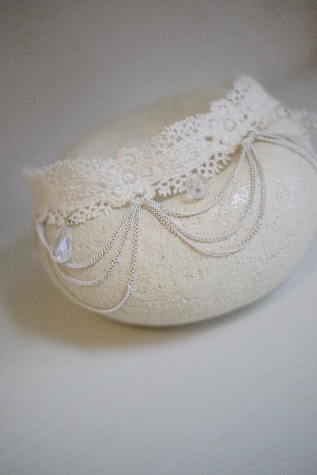 Lace Chain Choker / WHITE - 2