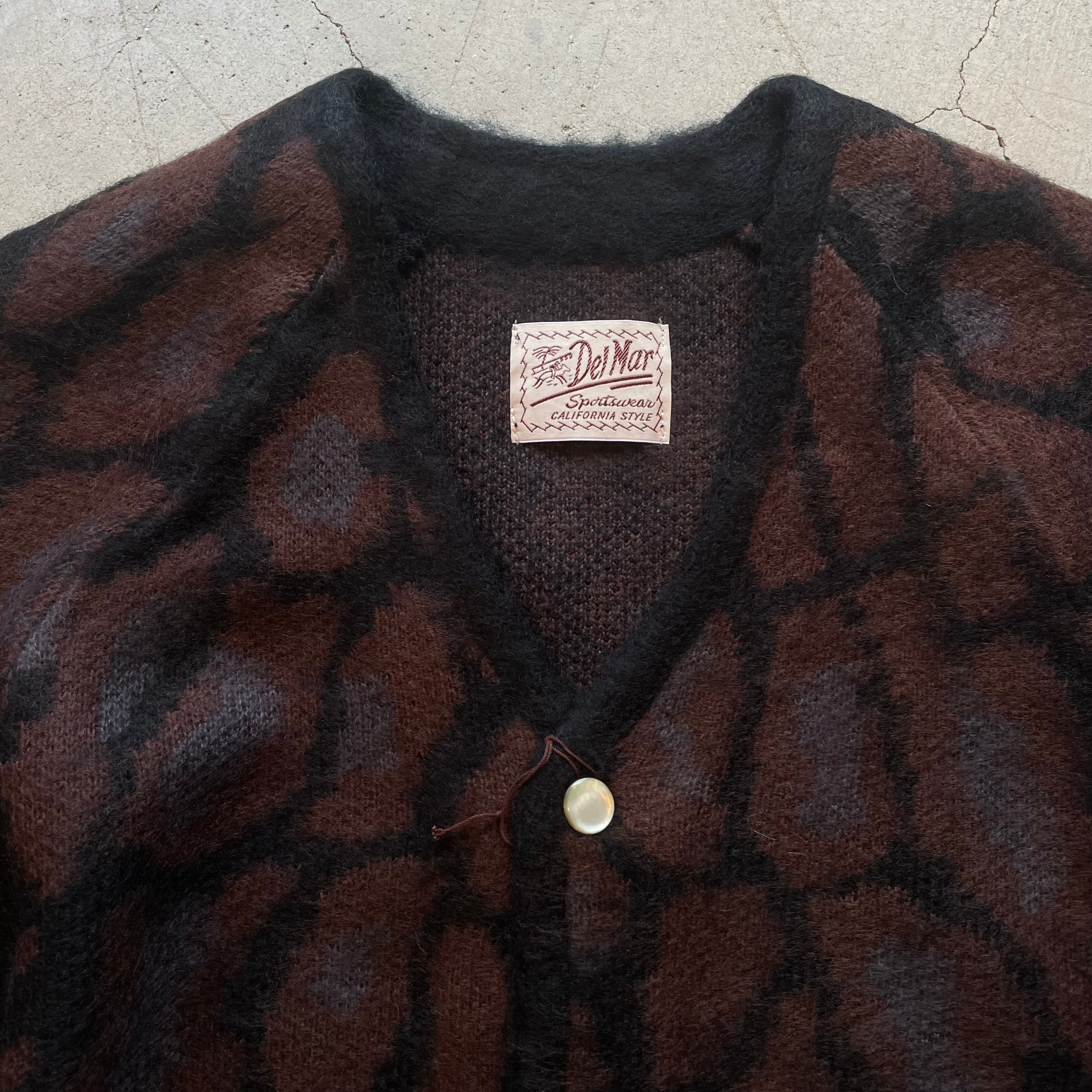 DELMAR Shaggy Knit cardigan col Animal モヘアカーディガン