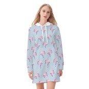 Women's Casual Hoodie Midi Dress Light Blue 4289