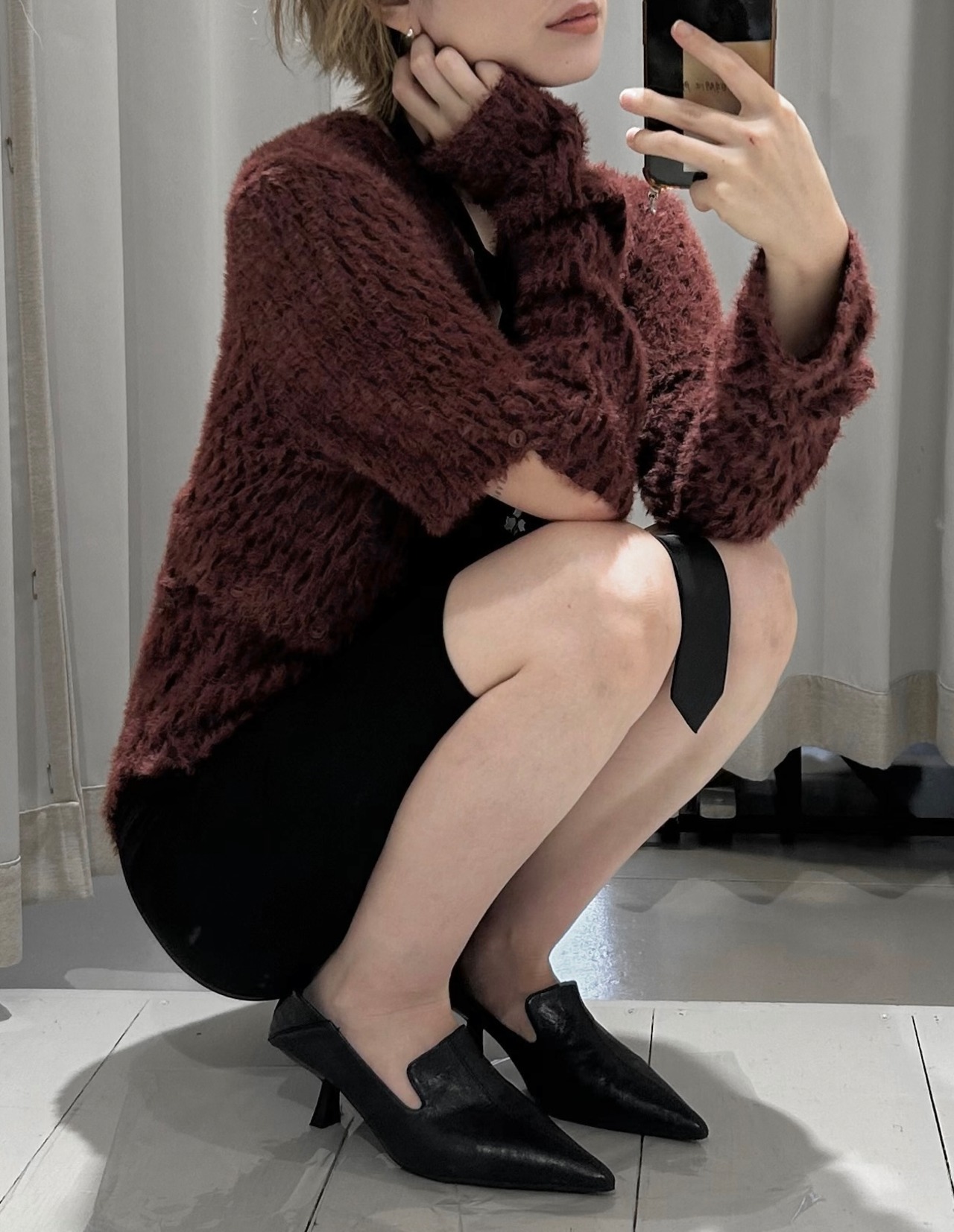 Multi Way Furry Top / RED BROWN - 2