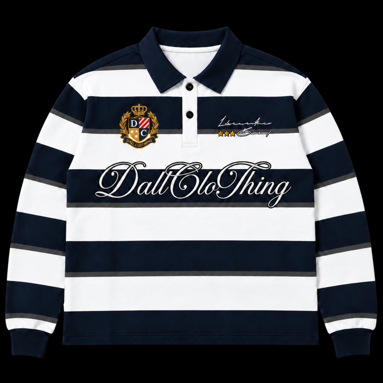 SCRIPT LOGO STRIPED RUGBY POLO SHIRT